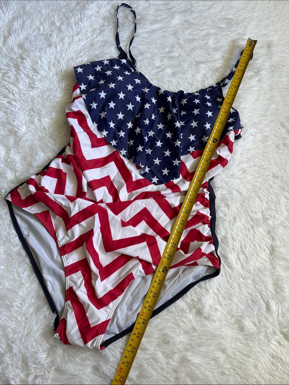 New In Packaging American Flag Ruffle Front One Piece Swimsuit Size XXL - Picture 8 of 15